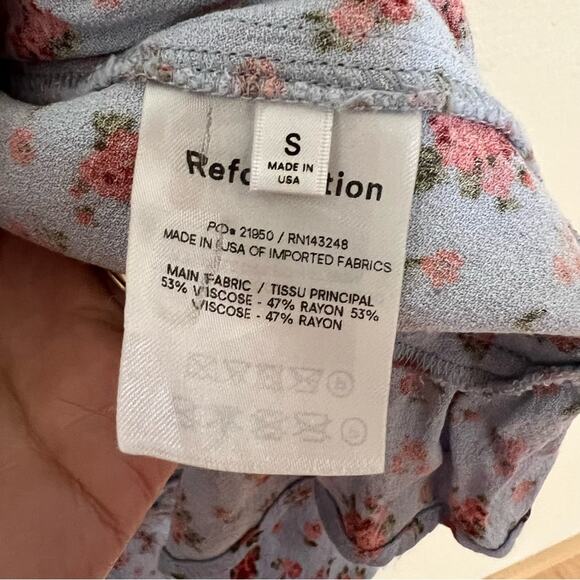 Reformation Bristol blue floral mini dress puff sleeves in petunia SIZE SMALL - Picture 5 of 6